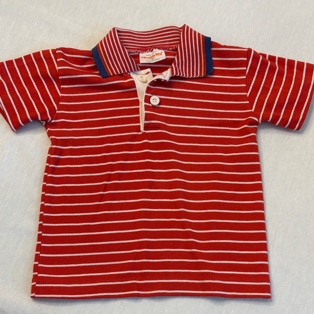 90’s Healthtex Red and White Striped Polo Shirt